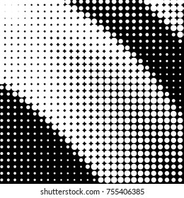 Spotted black and white grunge vector line background. Abstract halftone illustration background. Grunge grid polka dot background pattern