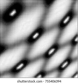 Spotted black and white grunge vector line background. Abstract halftone illustration background. Grunge grid polka dot background pattern