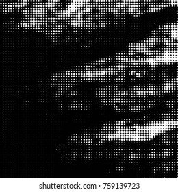 Spotted black and white grunge vector line background. Abstract halftone illustration background. Grunge grid polka dot background pattern
