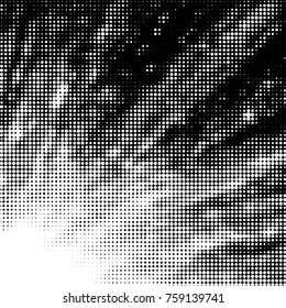 Spotted black and white grunge vector line background. Abstract halftone illustration background. Grunge grid polka dot background pattern