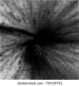 Spotted black and white grunge vector line background. Abstract halftone illustration background. Grunge grid polka dot background pattern