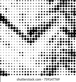 Spotted black and white grunge vector line background. Abstract halftone illustration background. Grunge grid polka dot background pattern