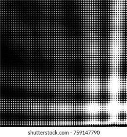 Spotted black and white grunge vector line background. Abstract halftone illustration background. Grunge grid polka dot background pattern