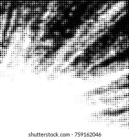 Spotted black and white grunge vector line background. Abstract halftone illustration background. Grunge grid polka dot background pattern