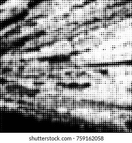 Spotted black and white grunge vector line background. Abstract halftone illustration background. Grunge grid polka dot background pattern
