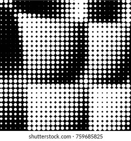 Spotted black and white grunge vector line background. Abstract halftone illustration background. Grunge grid polka dot background pattern