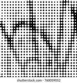 Spotted black and white grunge vector line background. Abstract halftone illustration background. Grunge grid polka dot background pattern

