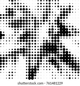 Spotted black and white grunge vector line background. Abstract halftone illustration background. Grunge grid polka dot background pattern