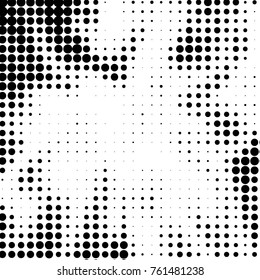 Spotted black and white grunge vector line background. Abstract halftone illustration background. Grunge grid polka dot background pattern