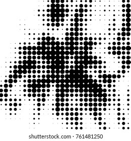 Spotted black and white grunge vector line background. Abstract halftone illustration background. Grunge grid polka dot background pattern