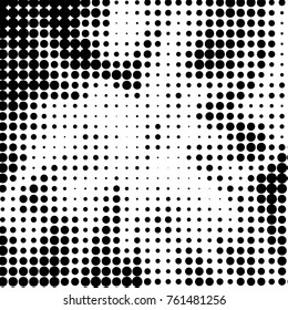 Spotted black and white grunge vector line background. Abstract halftone illustration background. Grunge grid polka dot background pattern