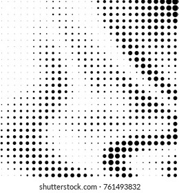 Spotted black and white grunge vector line background. Abstract halftone illustration background. Grunge grid polka dot background pattern