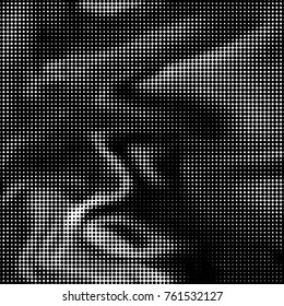 Spotted black and white grunge vector line background. Abstract halftone illustration background. Grunge grid polka dot background pattern