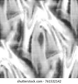 Spotted black and white grunge vector line background. Abstract halftone illustration background. Grunge grid polka dot background pattern