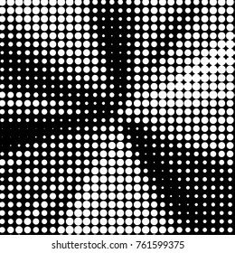 Spotted black and white grunge vector line background. Abstract halftone illustration background. Grunge grid polka dot background pattern