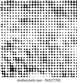 Spotted black and white grunge vector line background. Abstract halftone illustration background. Grunge grid polka dot background pattern
