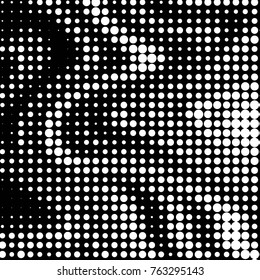 Spotted black and white grunge vector line background. Abstract halftone illustration background. Grunge grid polka dot background pattern
