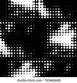 Spotted black and white grunge vector line background. Abstract halftone illustration background. Grunge grid polka dot background pattern
