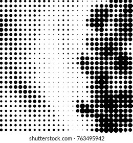 Spotted black and white grunge vector line background. Abstract halftone illustration background. Grunge grid polka dot background pattern
