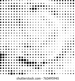 Spotted black and white grunge vector line background. Abstract halftone illustration background. Grunge grid polka dot background pattern
