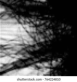 Spotted black and white grunge vector line background. Abstract halftone illustration background. Grunge grid polka dot background pattern
