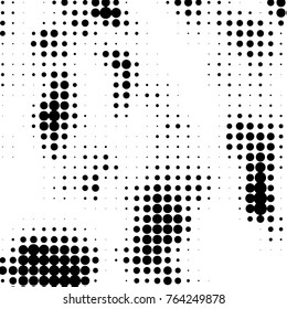 Spotted black and white grunge vector line background. Abstract halftone illustration background. Grunge grid polka dot background pattern
