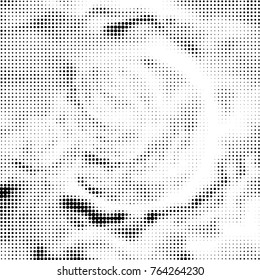 Spotted black and white grunge vector line background. Abstract halftone illustration background. Grunge grid polka dot background pattern
