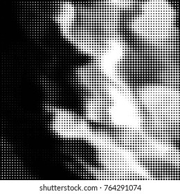 Spotted black and white grunge vector line background. Abstract halftone illustration background. Grunge grid polka dot background pattern
