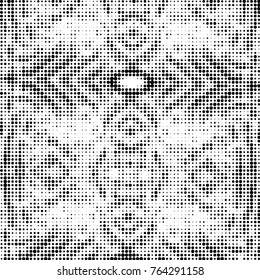 Spotted black and white grunge vector line background. Abstract halftone illustration background. Grunge grid polka dot background pattern
