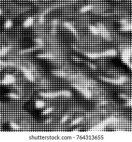 Spotted black and white grunge vector line background. Abstract halftone illustration background. Grunge grid polka dot background pattern
