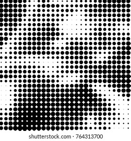 Spotted black and white grunge vector line background. Abstract halftone illustration background. Grunge grid polka dot background pattern
