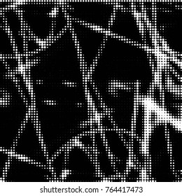 Spotted black and white grunge vector line background. Abstract halftone illustration background. Grunge grid polka dot background pattern
