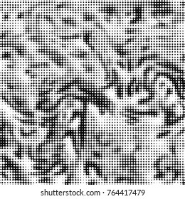 Spotted black and white grunge vector line background. Abstract halftone illustration background. Grunge grid polka dot background pattern
