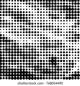 Spotted black and white grunge vector line background. Abstract halftone illustration background. Grunge grid polka dot background pattern
