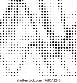 Spotted black and white grunge vector line background. Abstract halftone illustration background. Grunge grid polka dot background pattern
