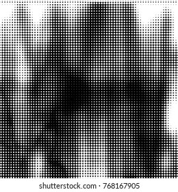 Spotted black and white grunge vector line background. Abstract halftone illustration background. Grunge grid polka dot background pattern
