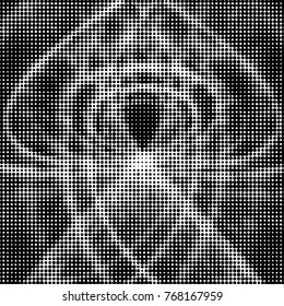 Spotted black and white grunge vector line background. Abstract halftone illustration background. Grunge grid polka dot background pattern
