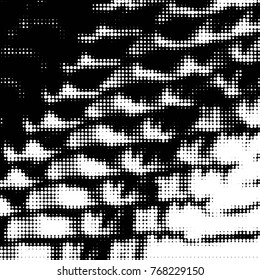 Spotted black and white grunge vector line background. Abstract halftone illustration background. Grunge grid polka dot background pattern
