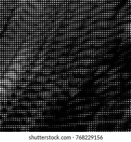 Spotted black and white grunge vector line background. Abstract halftone illustration background. Grunge grid polka dot background pattern
