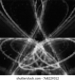 Spotted black and white grunge vector line background. Abstract halftone illustration background. Grunge grid polka dot background pattern
