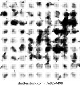 Spotted black and white grunge vector line background. Abstract halftone illustration background. Grunge grid polka dot background pattern
