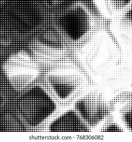 Spotted black and white grunge vector line background. Abstract halftone illustration background. Grunge grid polka dot background pattern
