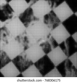 Spotted black and white grunge vector line background. Abstract halftone illustration background. Grunge grid polka dot background pattern
