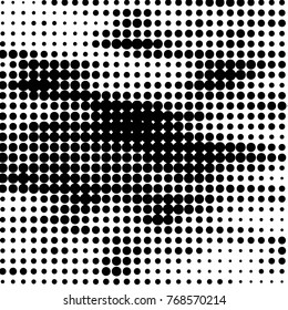 Spotted black and white grunge vector line background. Abstract halftone illustration background. Grunge grid polka dot background pattern
