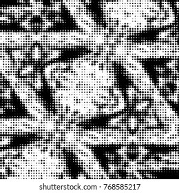 Spotted black and white grunge vector line background. Abstract halftone illustration background. Grunge grid polka dot background pattern
