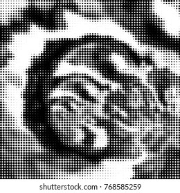 Spotted black and white grunge vector line background. Abstract halftone illustration background. Grunge grid polka dot background pattern
