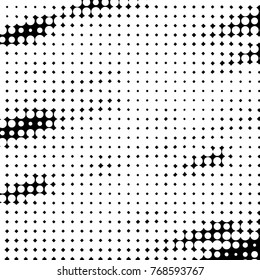 Spotted black and white grunge vector line background. Abstract halftone illustration background. Grunge grid polka dot background pattern
