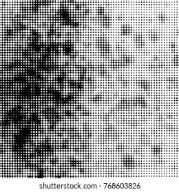 Spotted black and white grunge vector line background. Abstract halftone illustration background. Grunge grid polka dot background pattern

