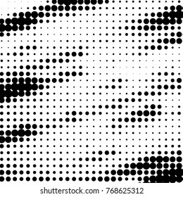 Spotted black and white grunge vector line background. Abstract halftone illustration background. Grunge grid polka dot background pattern
