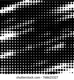 Spotted black and white grunge vector line background. Abstract halftone illustration background. Grunge grid polka dot background pattern
